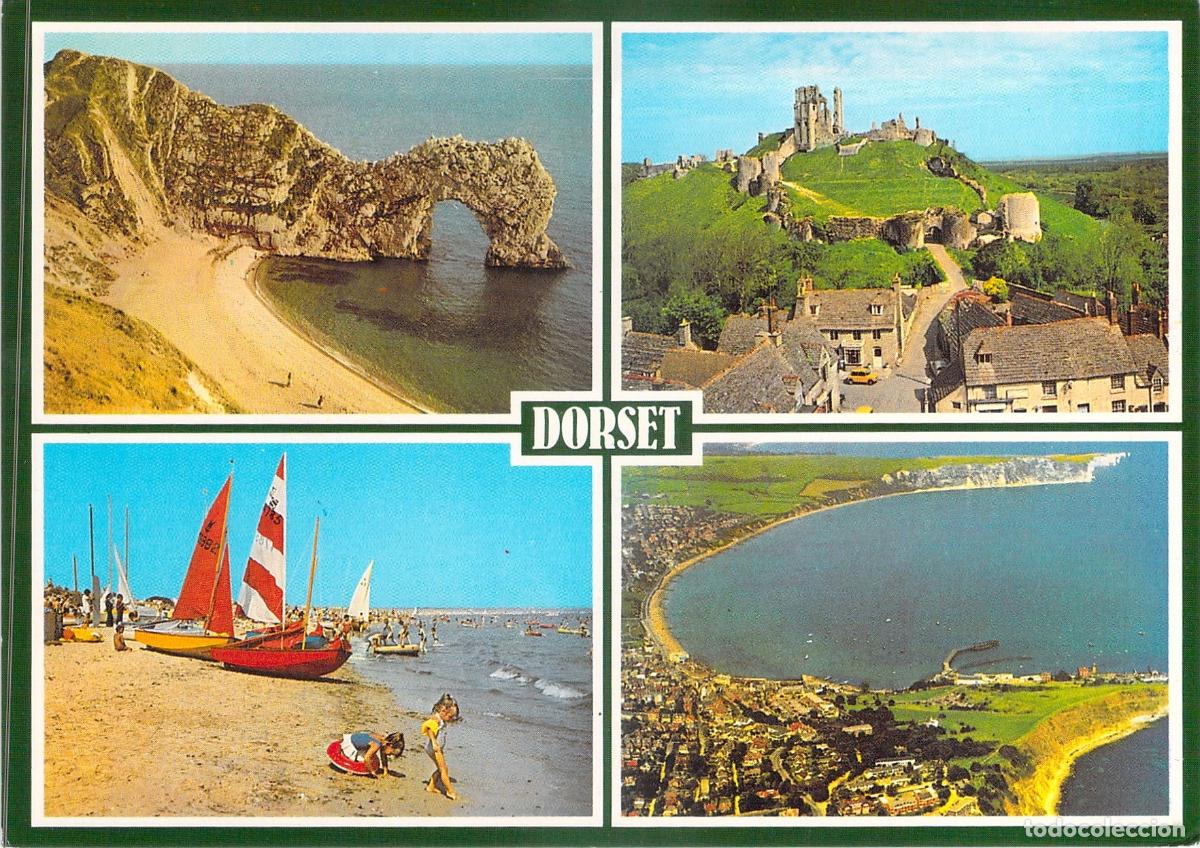 Cartes Postales: Postal Multivista de Dorset: Durdle Door, Castillo de Corfe y Swanage