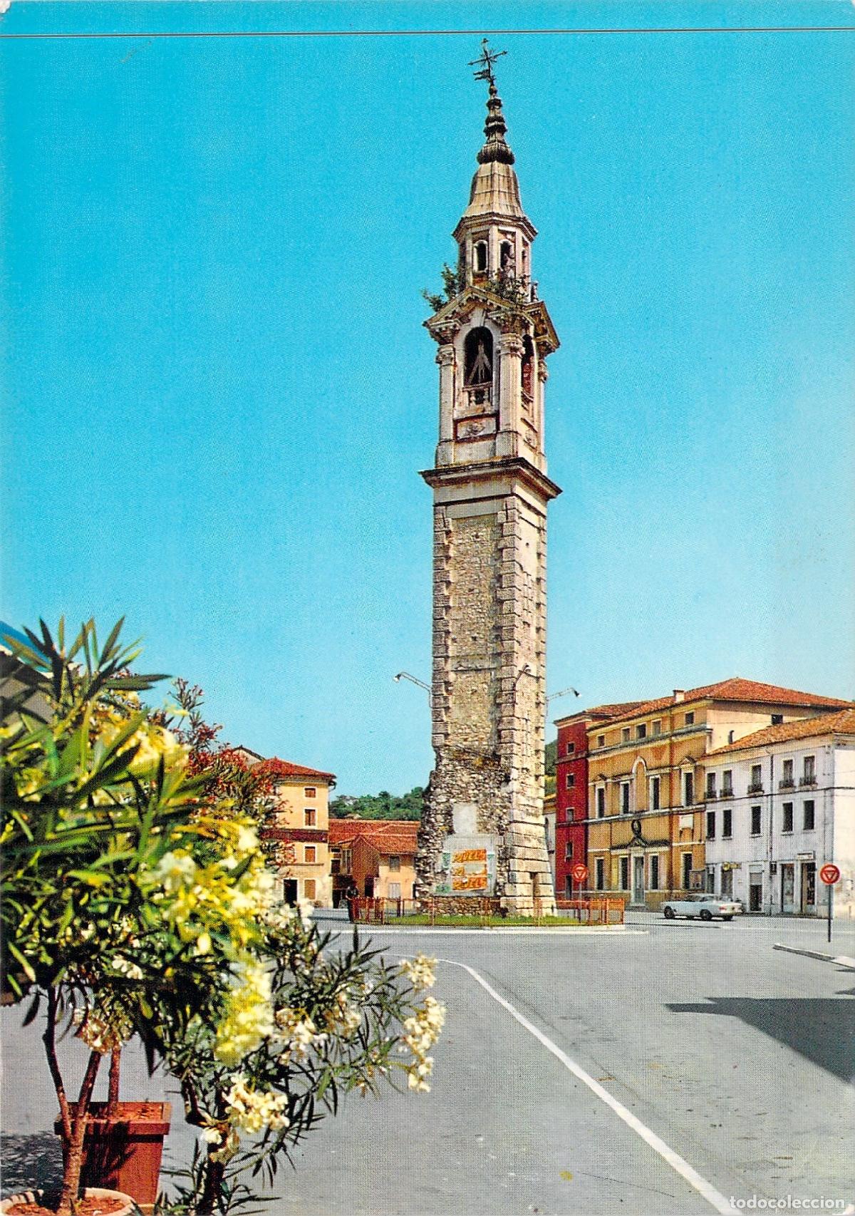 Postales: Postal del Campanario de Santa Cecilia en Castelgomberto, Italia