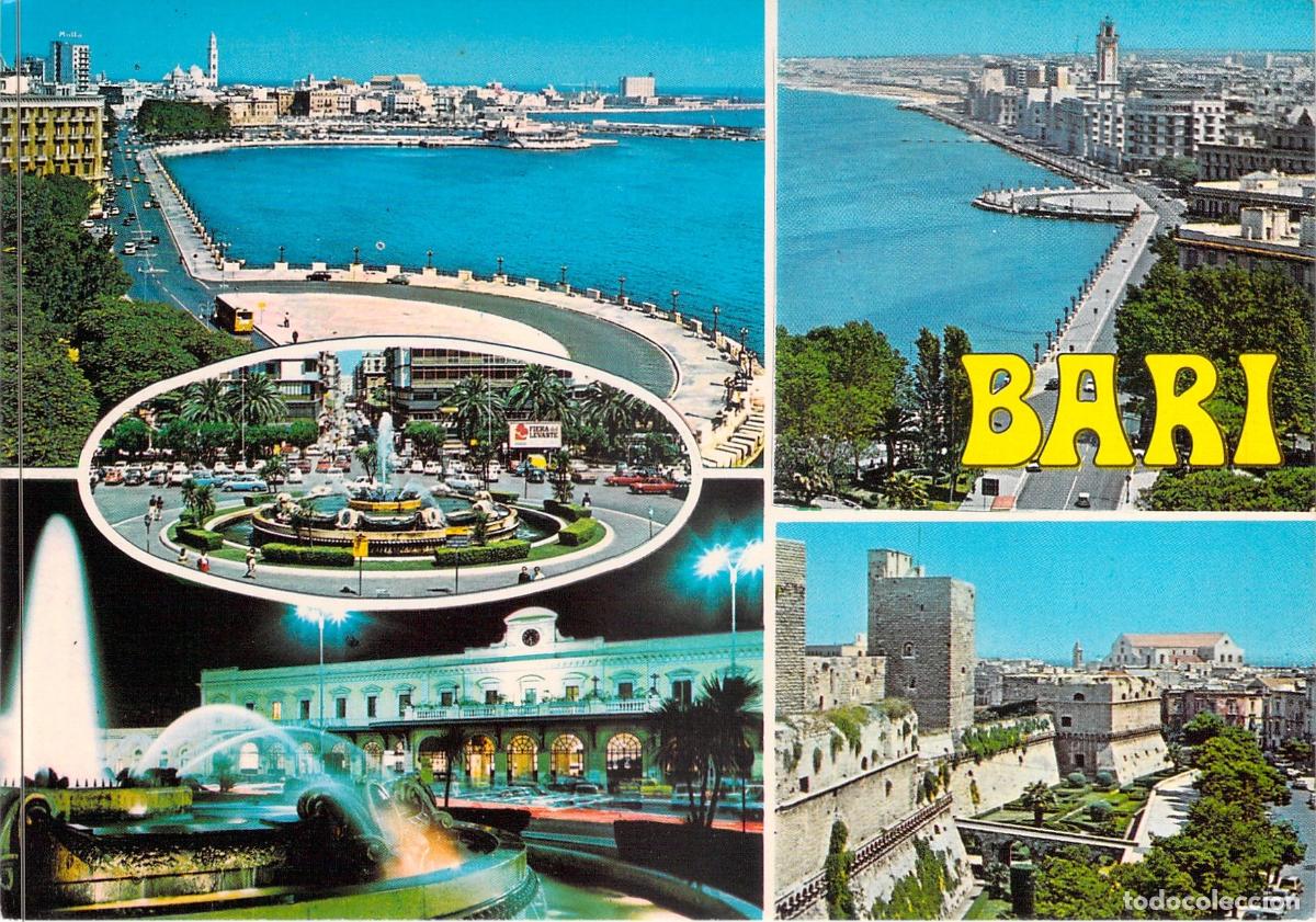 Postales: Postal Multi-vista de Bari, Italia - Vistas de la Ciudad y Puerto