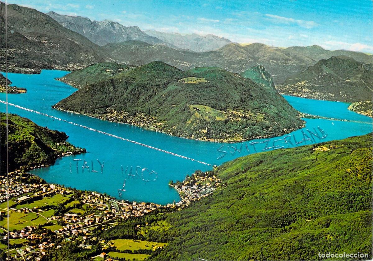 Postales: Postal de Porto Ceresio y Lago de Lugano, Frontera Italia-Suiza