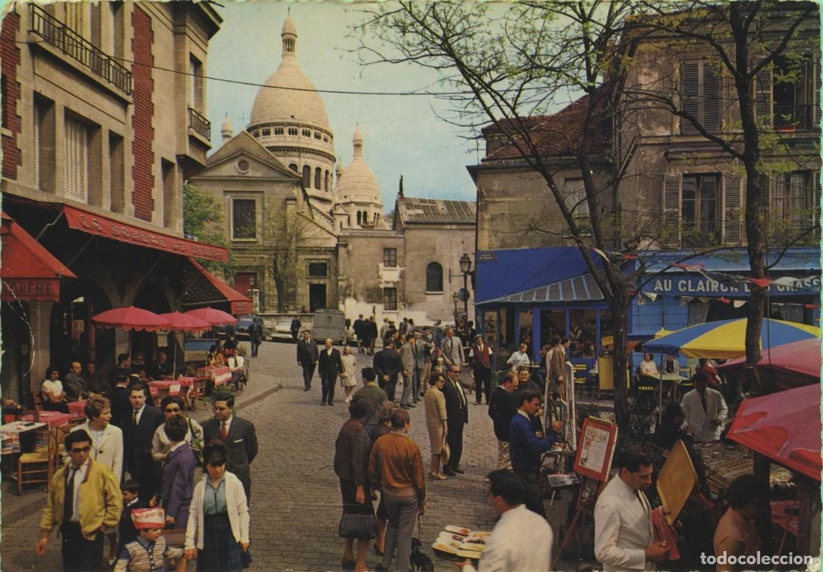 Postales: N&ordm; 719-PAR&Iacute;S. France. La place du Tertre. Escrita en 1967. ED. LYNA PARIS