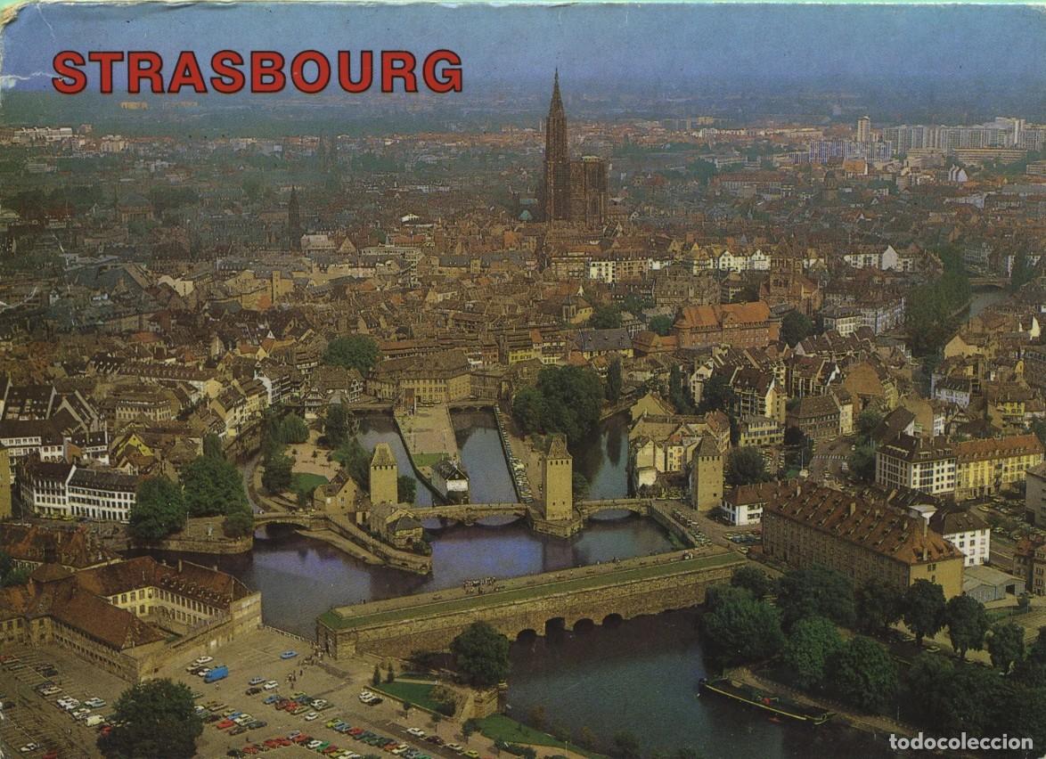 Postales: STRASBOURG (67-Bas-Rhin). ALSACE (France). Le Barrage Vauban et les Ponts Couverts. Au fond la Cath&eacute;