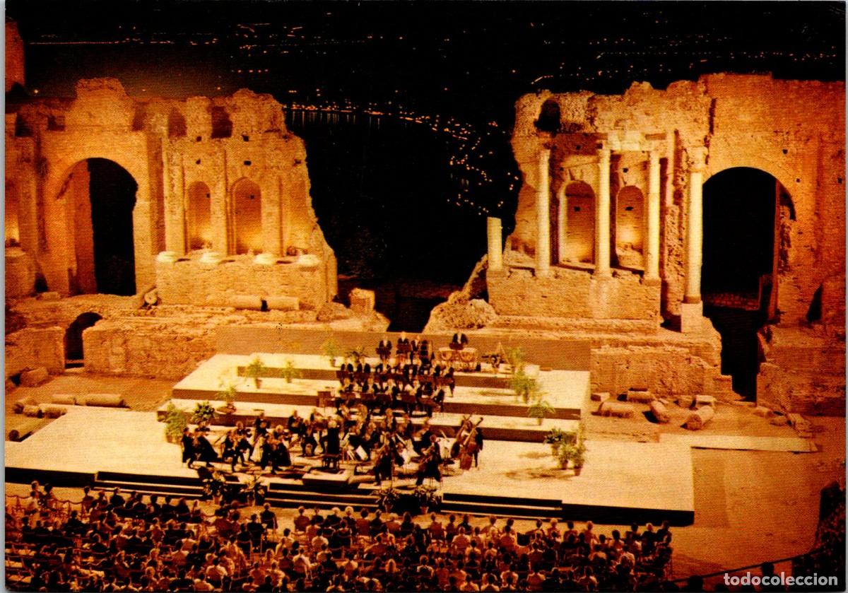 Postales: Italia - Taormina - Notturno Teatro (Teatro Nocturno) - 147x103mm - M&uacute;sica - Concierto