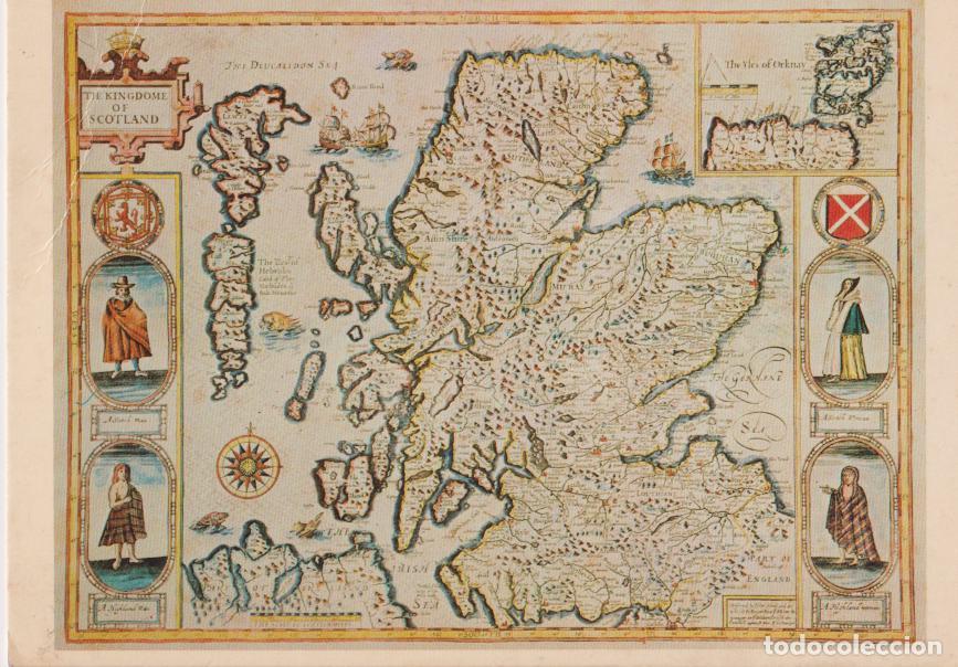 Postales: POSTAL DEL MAPA DE JOHN SPEED, &laquo;EL REINO DE ESCOCIA&raquo;, PUBLICADO EN 1662 EN LONDRES &ndash; S/C