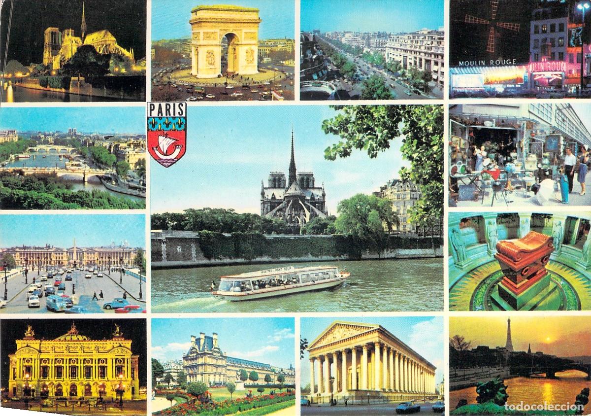 Postales: Postal de Vistas M&uacute;ltiples de Par&iacute;s con Monumentos Ic&oacute;nicos