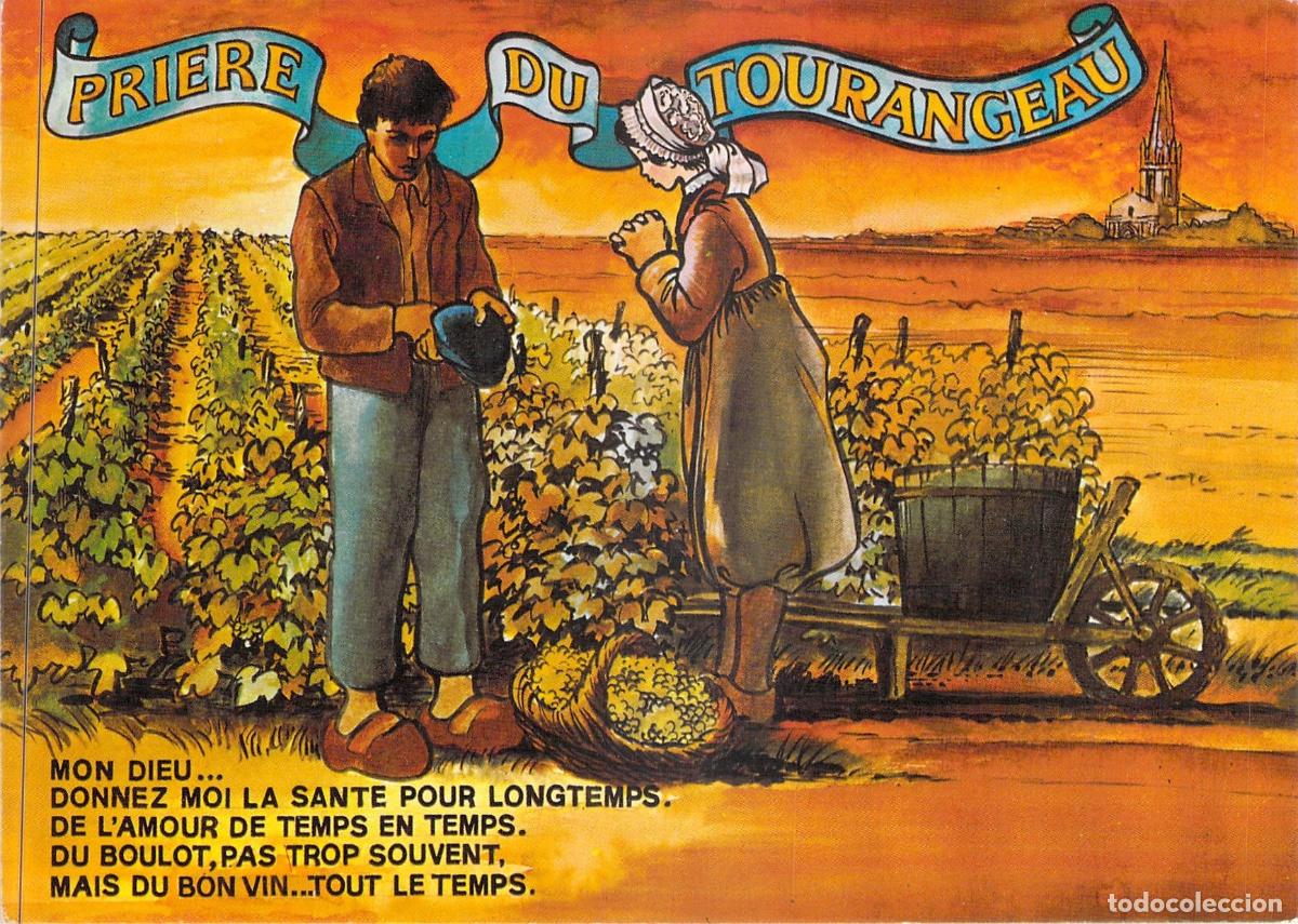 Postales: Postal Ilustrada Oraci&oacute;n del Tourangeau Humor y Vino Francia