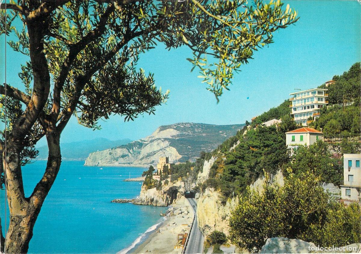 Postales: Postal de Finale Ligure: Il Castelletto y Vistas de las Playas, Italia