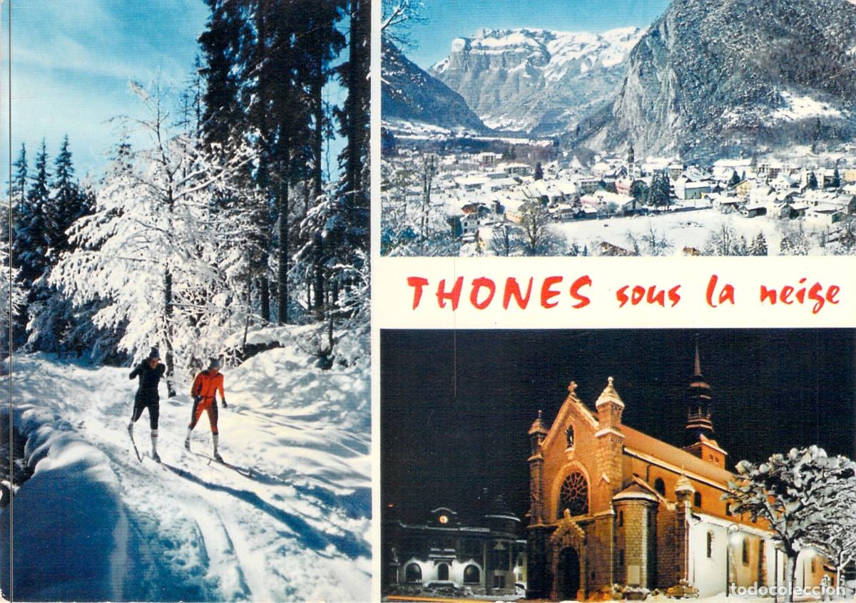 Postales: Postal de Th&ocirc;nes bajo la nieve, Alta Saboya, Francia - Invierno y Esqu&iacute;