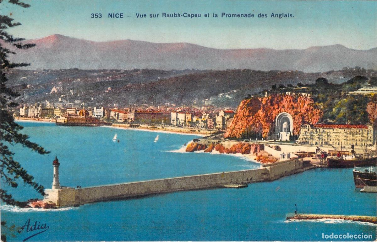 Cartoline: Postal de Niza: Vista de Raub&agrave;-Capeu y Paseo de los Ingleses