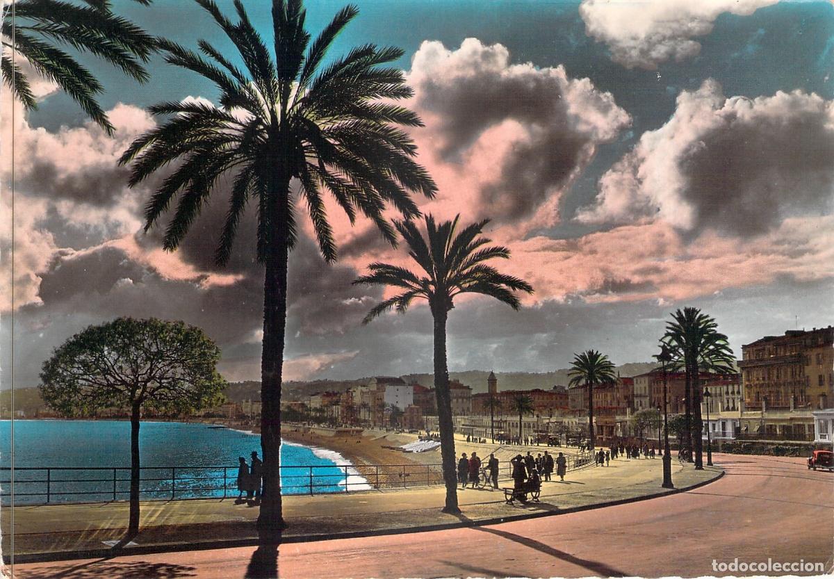 Cartoline: Postal de Niza Atardecer en la Baie des Anges Costa Azul