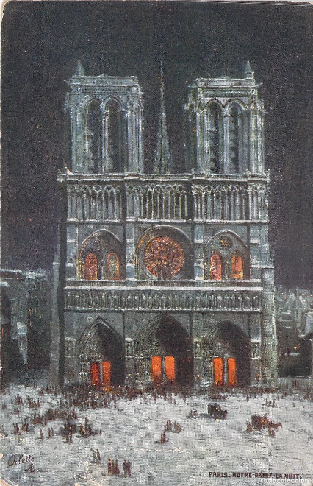 Postales: Postal de la Catedral de Notre-Dame de Par&iacute;s por la Noche