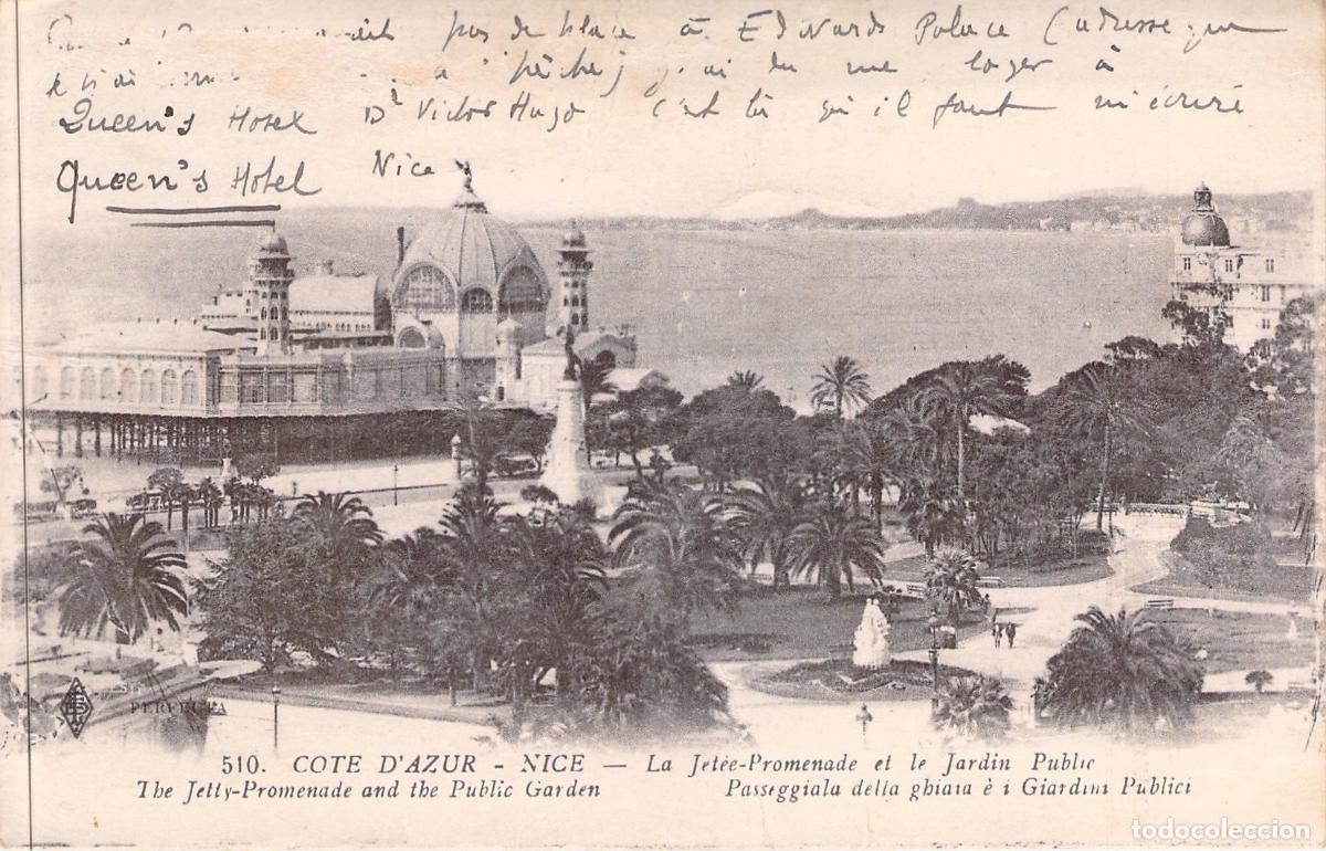 Cartoline: Postal de Niza: Jet&eacute;e-Promenade y Jard&iacute;n P&uacute;blico en la Costa Azul