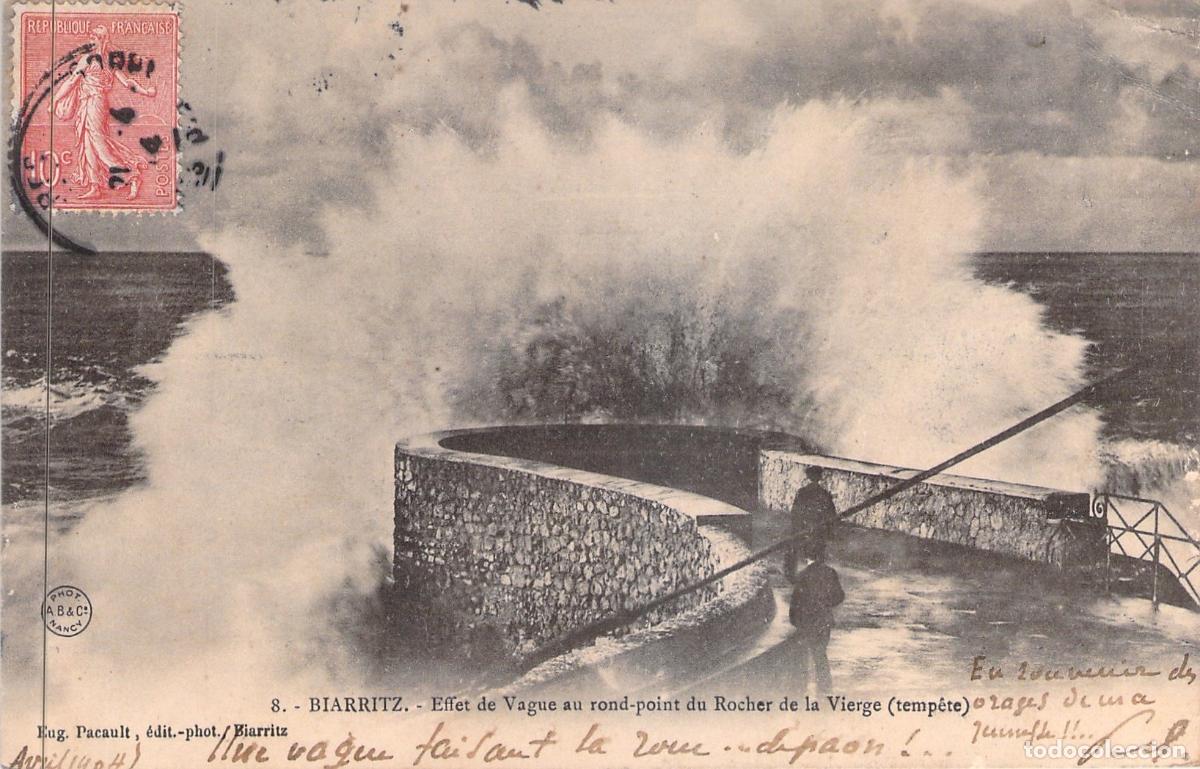 Postkarten: Postal de Biarritz: Gran Ola en el Rocher de la Vierge