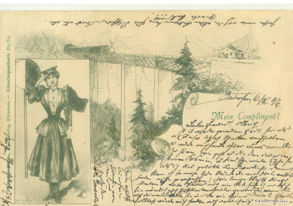 Postales: ALEMANIA. FERROCARRIL TARJETA DE FELICITACI&Oacute;N. CRCULADA EN 1897.
