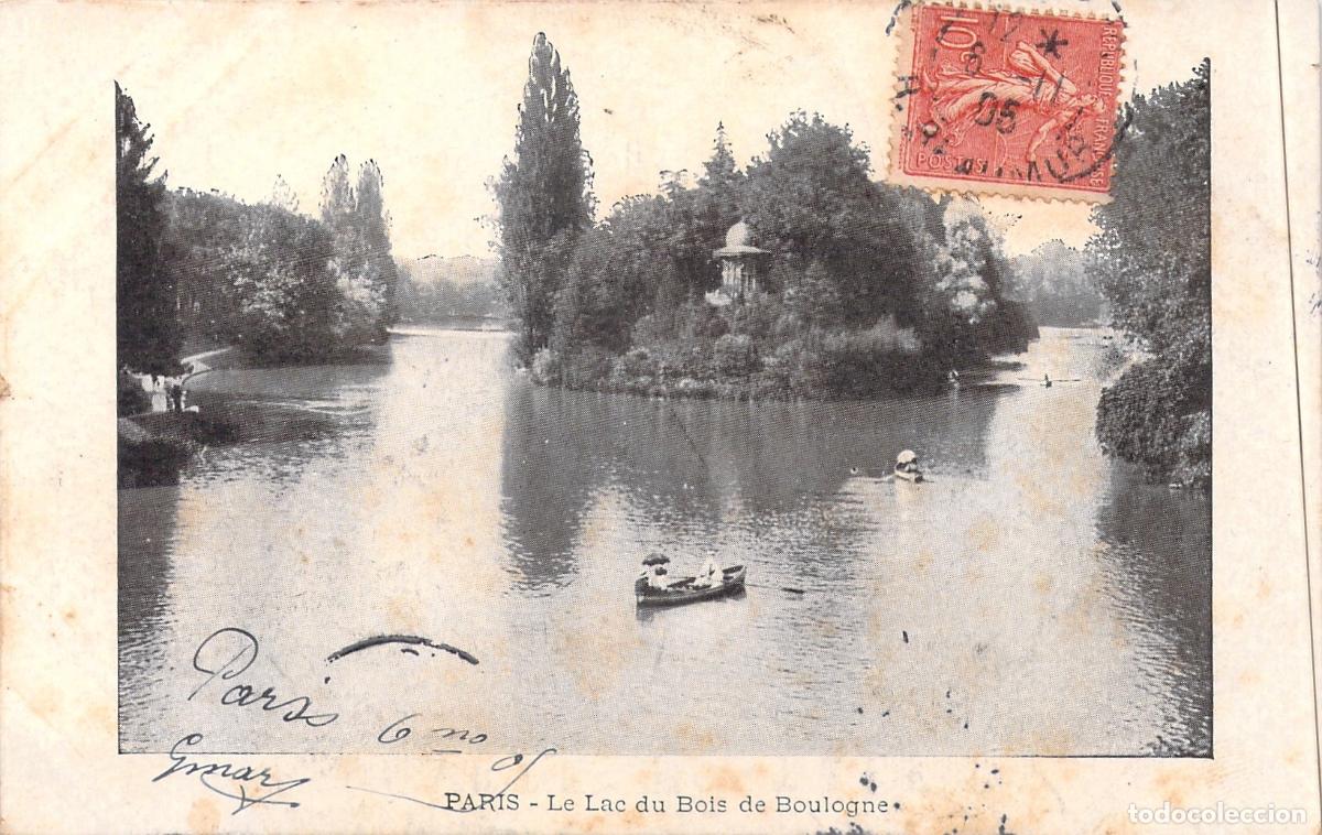 Postales: Postal del Lago del Bois de Boulogne en Par&iacute;s, Francia