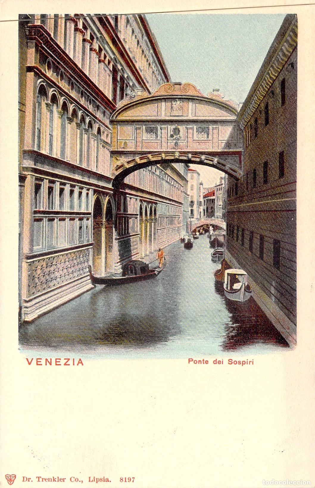 Postales: Postal de Venecia: Puente de los Suspiros y Canales de Italia