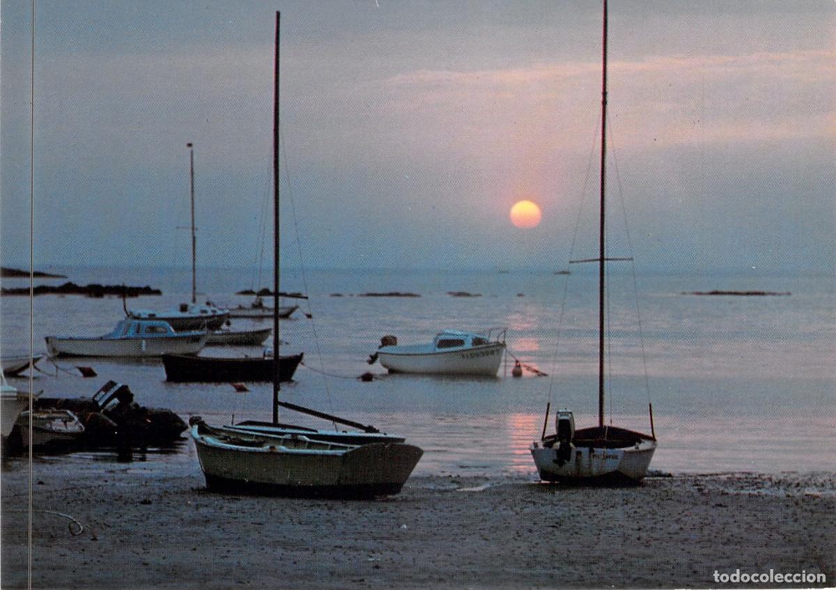 Postales: Tarjeta Postal Atardecer en Breta&ntilde;a con Barcos y Veleros