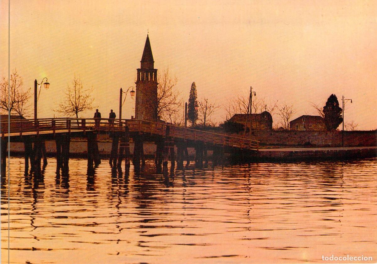 Postales: Postal de Burano, Venecia - Il Ponte Lungo y Campanario Inclinado