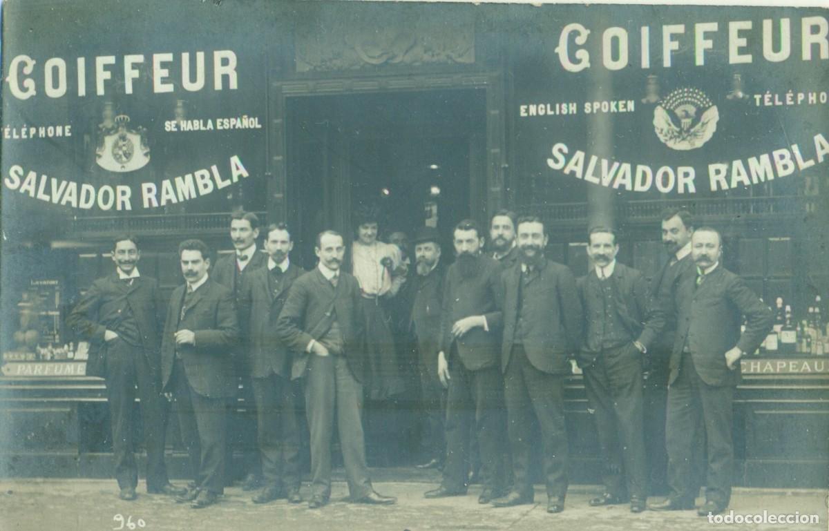 Postales: FRANCIA. PAR&Iacute;S. PELUQUER&Iacute;A DE SALVADOR RAMBLA. BARBASTRO. FOTOGR&Aacute;FICA. CIRCULADA EN 1906