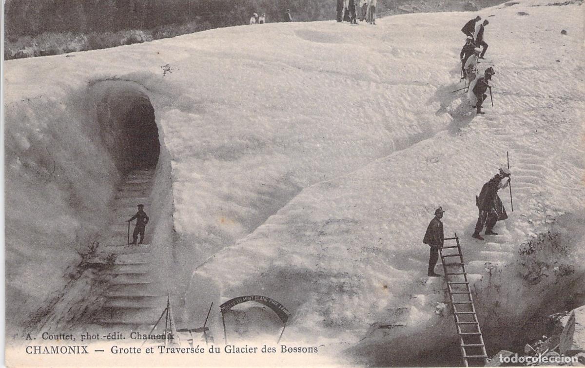 Postales: Postal Chamonix Gruta y Traves&iacute;a del Glaciar de Bossons Francia