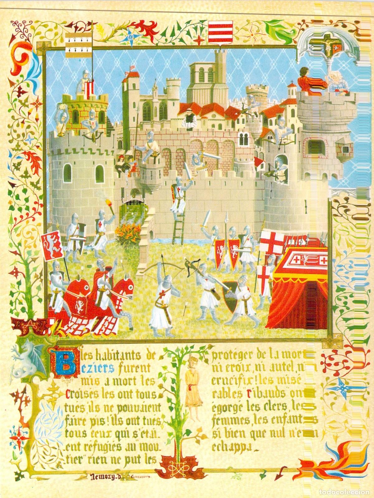 Postales: Postal Historia del Catarismo Batalla de B&eacute;ziers Miniatura Medieval