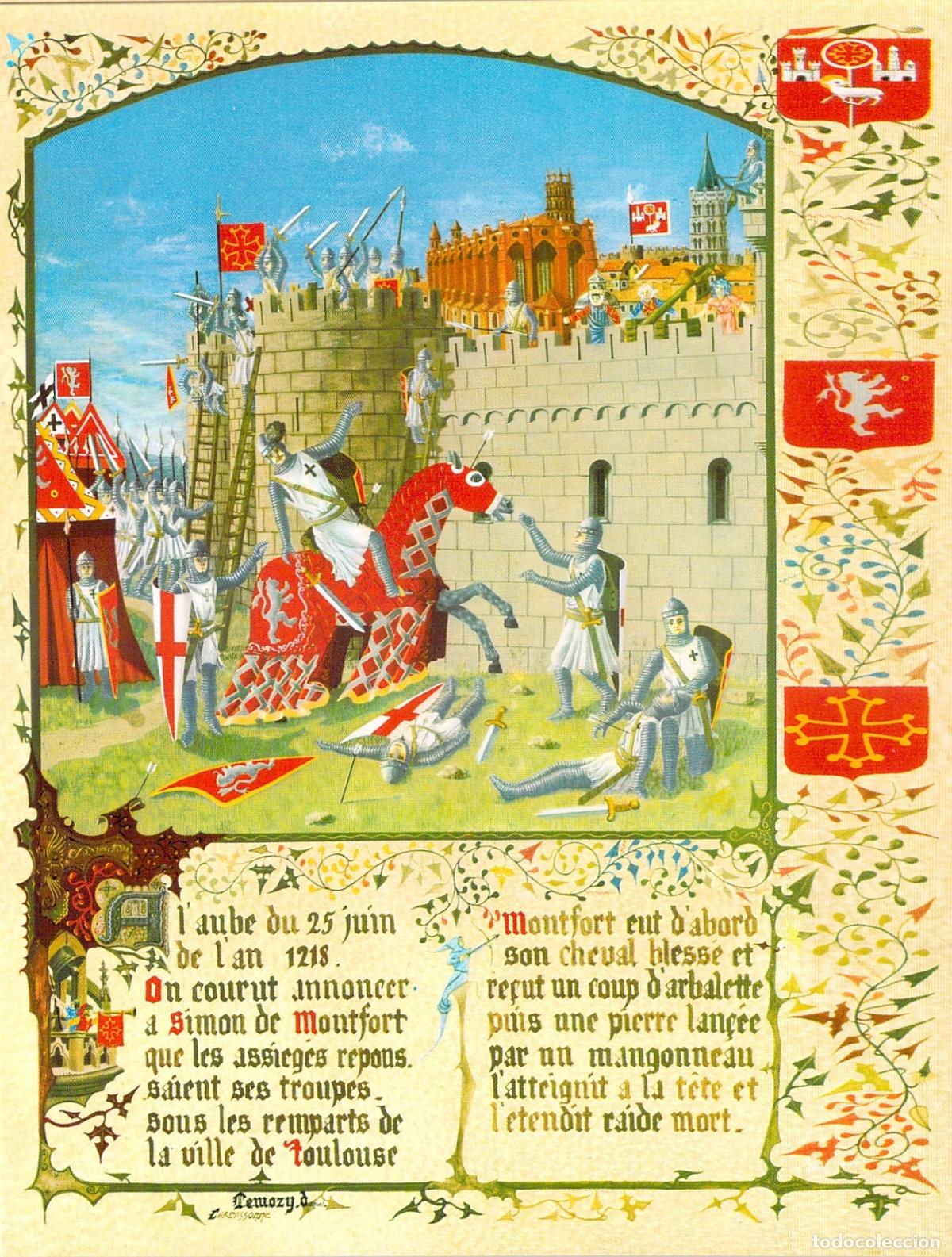 Postales: Postal Historia del Catarismo Batalla de Toulouse Muerte Sim&oacute;n de Montfort
