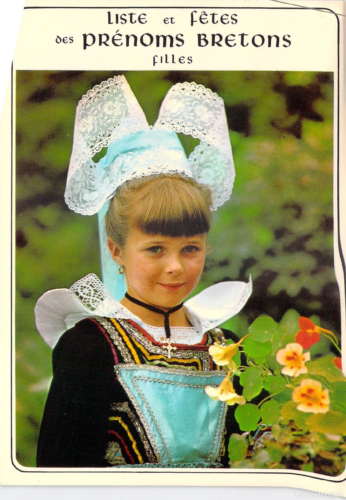 Postales: Postal de Nombres Bretones para Ni&ntilde;as y Traje Tradicional