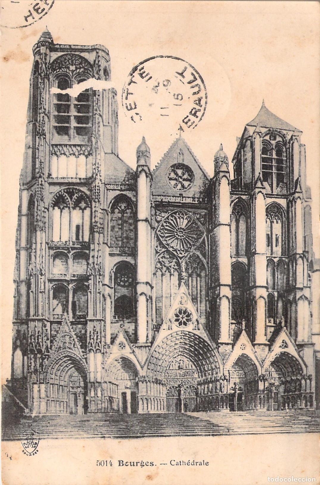 Cartoline: Postal de la Fachada de la Catedral de Bourges en Francia