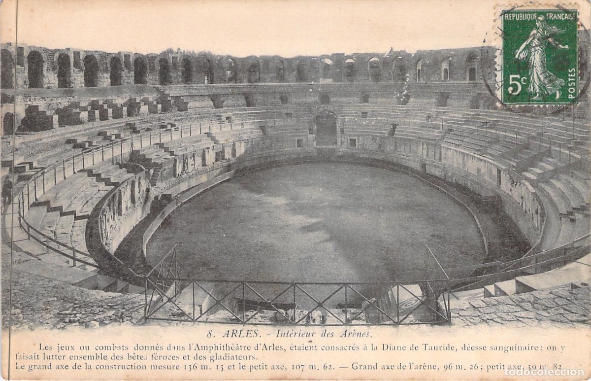 Cartoline: Postal del Interior de las Arenas de Arl&eacute;s, Francia - Anfiteatro Romano