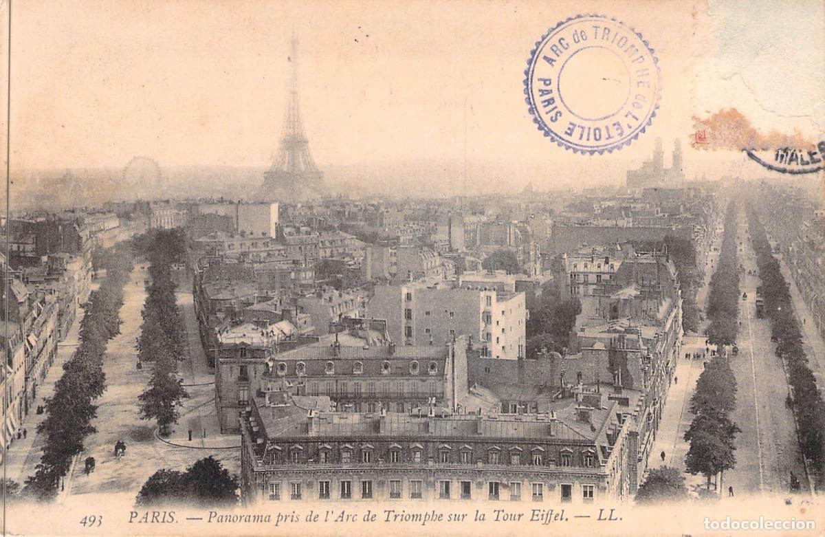 Cartoline: Postal de Par&iacute;s: Panorama desde el Arco de Triunfo hacia la Torre Eiffel