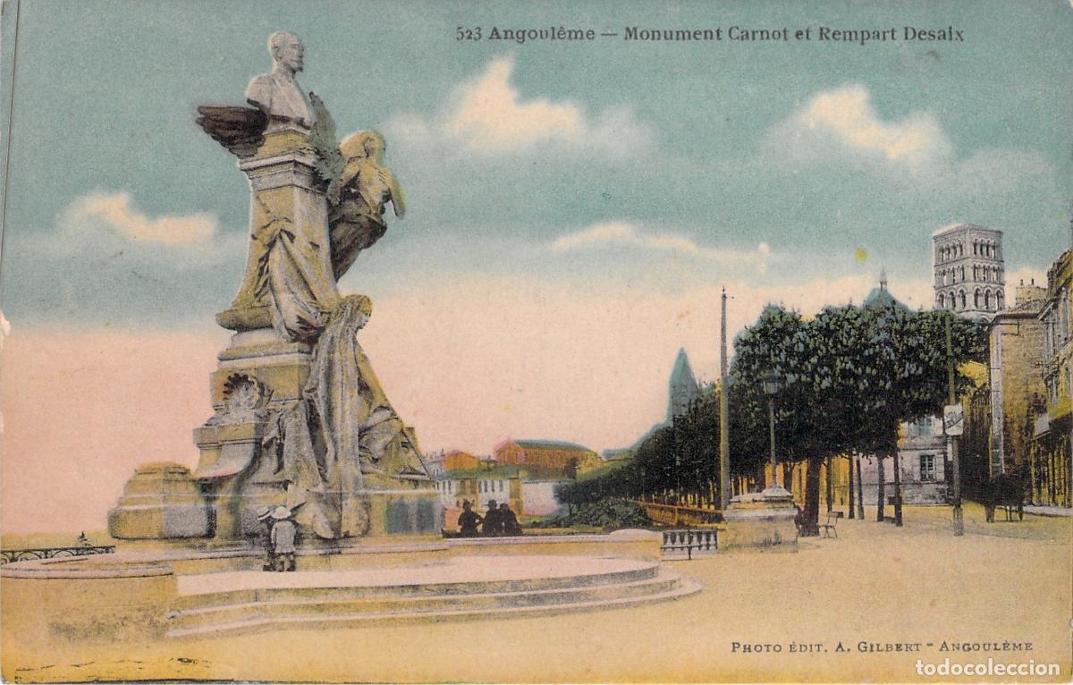 Cartoline: Postal de Angulema, Francia: Monumento Carnot y Muralla Desaix