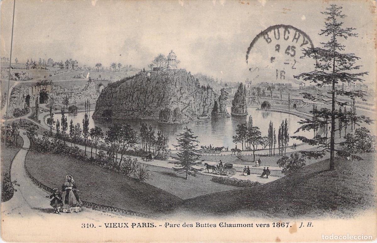 Cartoline: Postal de Vieux Paris, Parque de las Buttes Chaumont