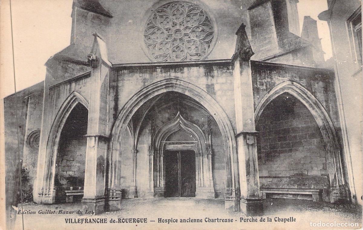 Cartoline: Postal Villefranche-de-Rouergue, Porche de la Capilla del Antiguo Hospicio