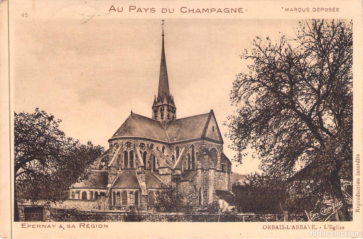 Cartoline: Postal de la Iglesia de Orbais-l'Abbaye en la regi&oacute;n de &Eacute;pernay