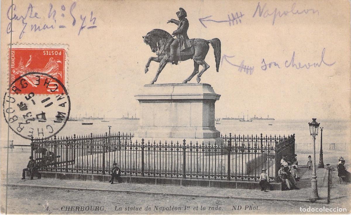 Postkarten: Postal de la Estatua de Napole&oacute;n I en Cherbourg, Francia