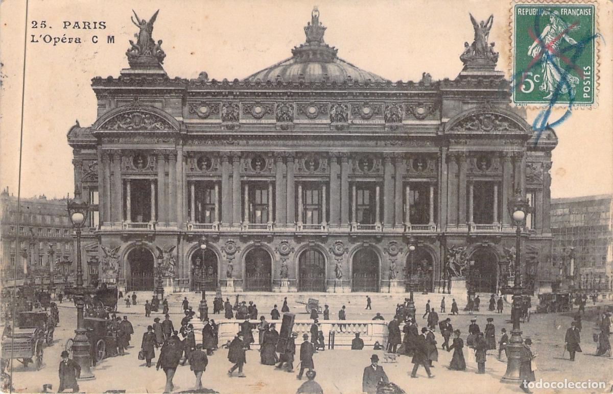 Postales: Tarjeta Postal de la &Oacute;pera de Par&iacute;s con Escena Callejera