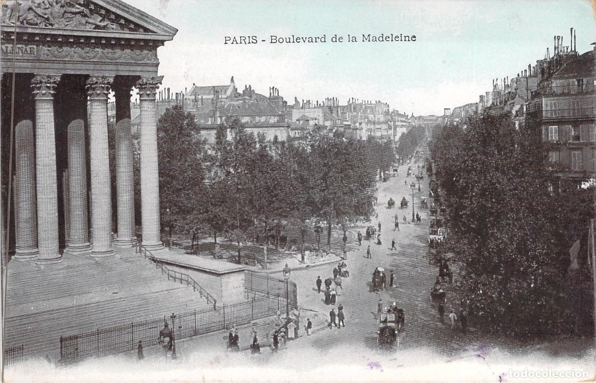 Postales: Postal de Par&iacute;s, Boulevard de la Madeleine y la Iglesia