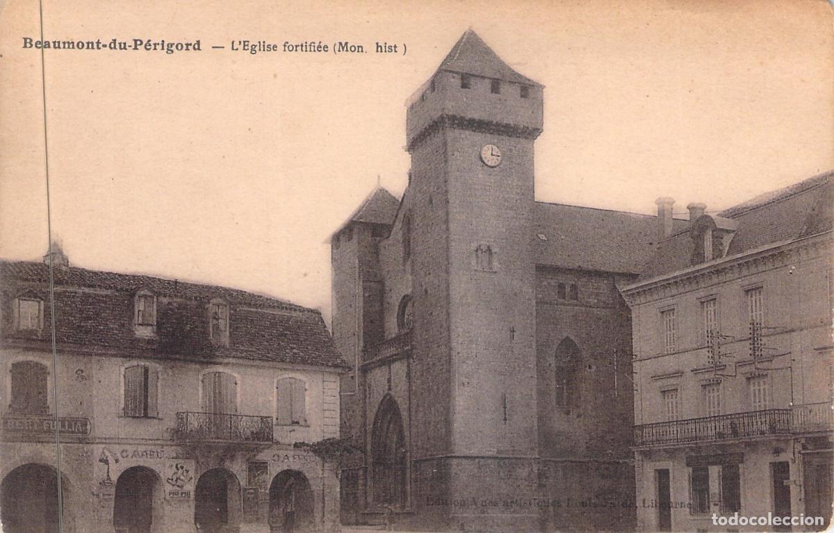 Postales: Tarjeta Postal Iglesia Fortificada de Beaumont-du-P&eacute;rigord, Francia