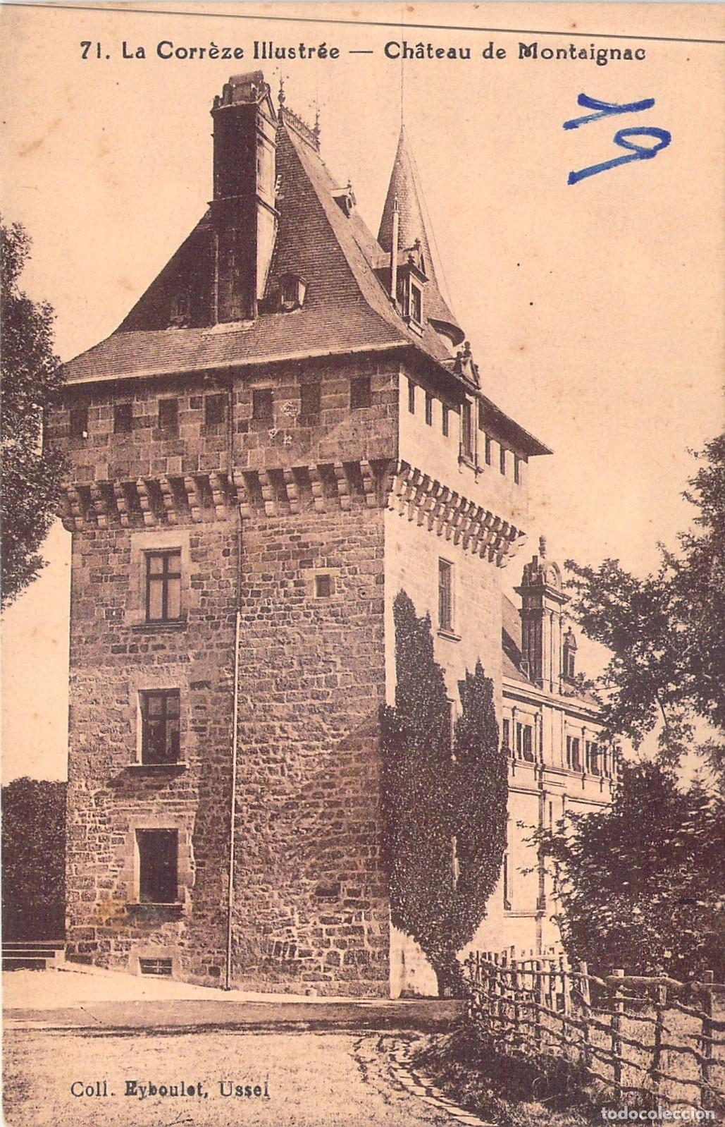 Postales: Postal Castillo de Montaignac, Corr&egrave;ze, Francia - Torre de Piedra