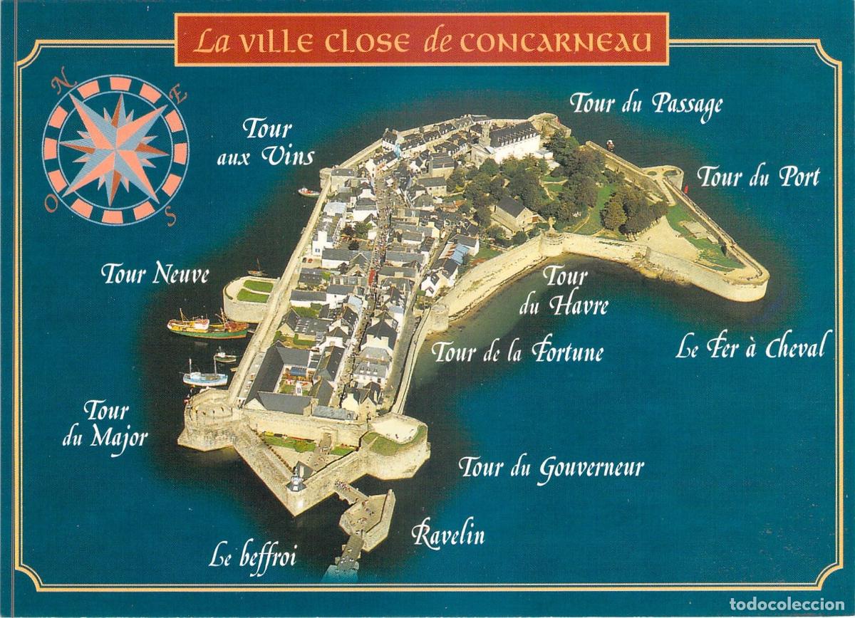Postales: Postal de Concarneau - Vista A&eacute;rea de La Ville Close, Breta&ntilde;a