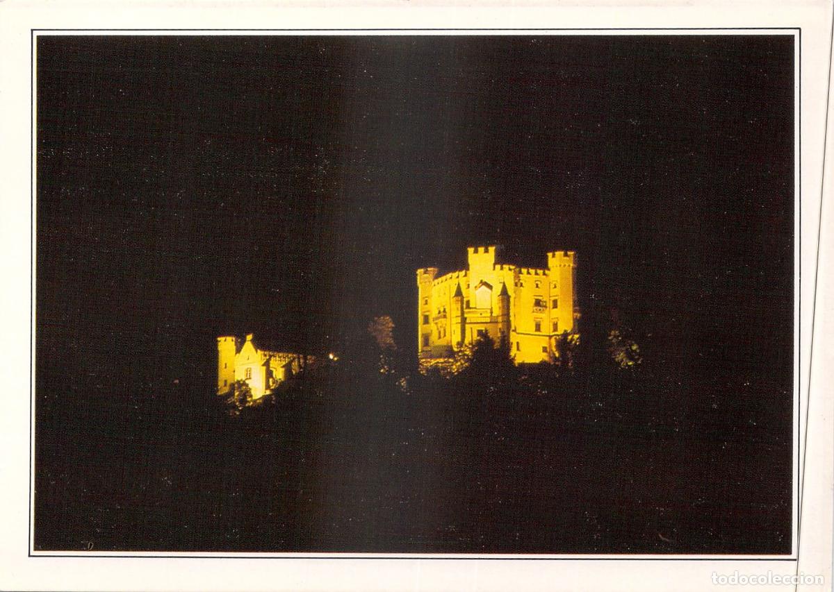 Postales: Postal Castillo de Hohenschwangau Alemania Iluminaci&oacute;n Nocturna