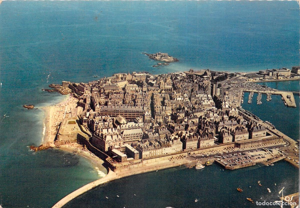 Postales: Postal de Saint-Malo, Vista A&eacute;rea de la Ciudad Amurallada, Breta&ntilde;a