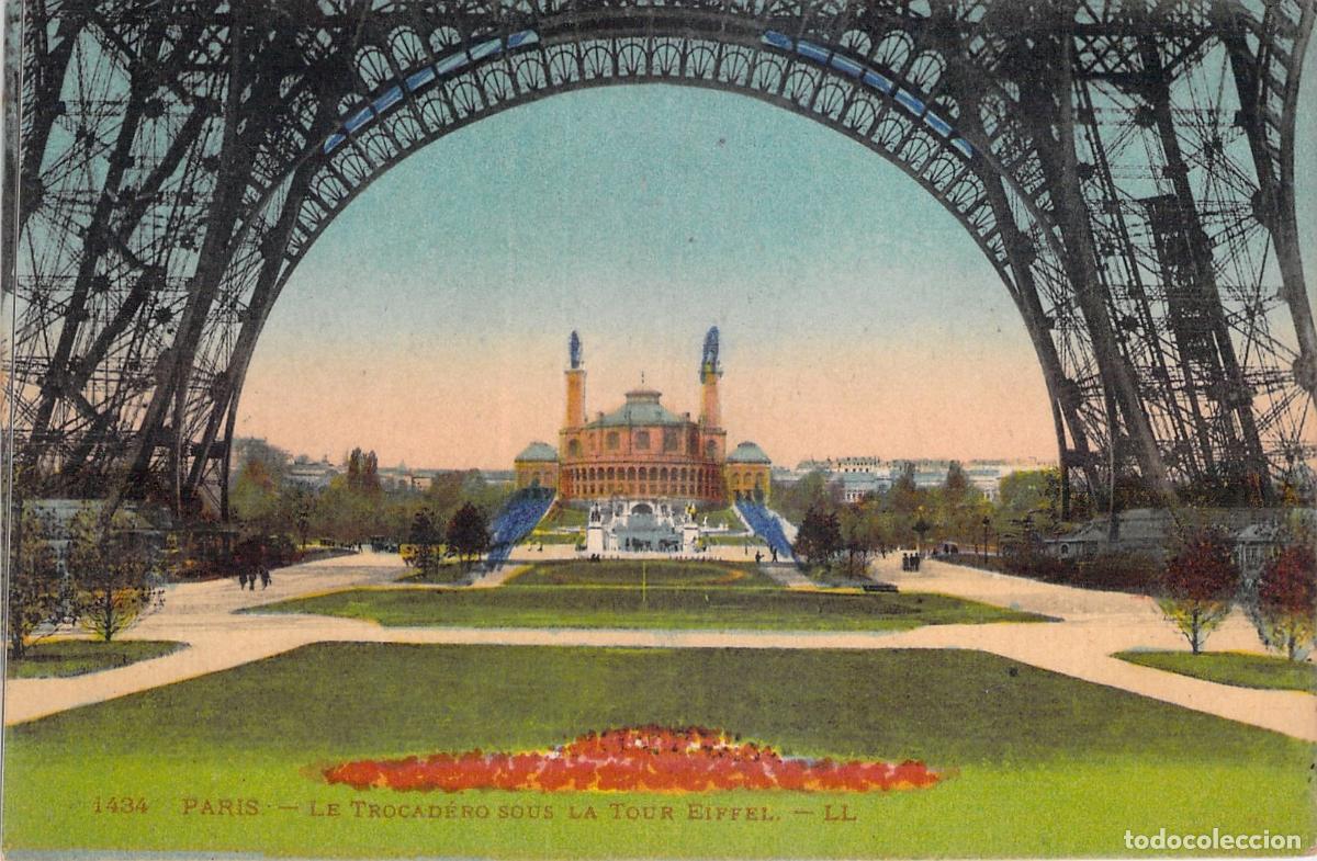 Postales: Postal de Par&iacute;s: El Trocadero visto bajo la Torre Eiffel