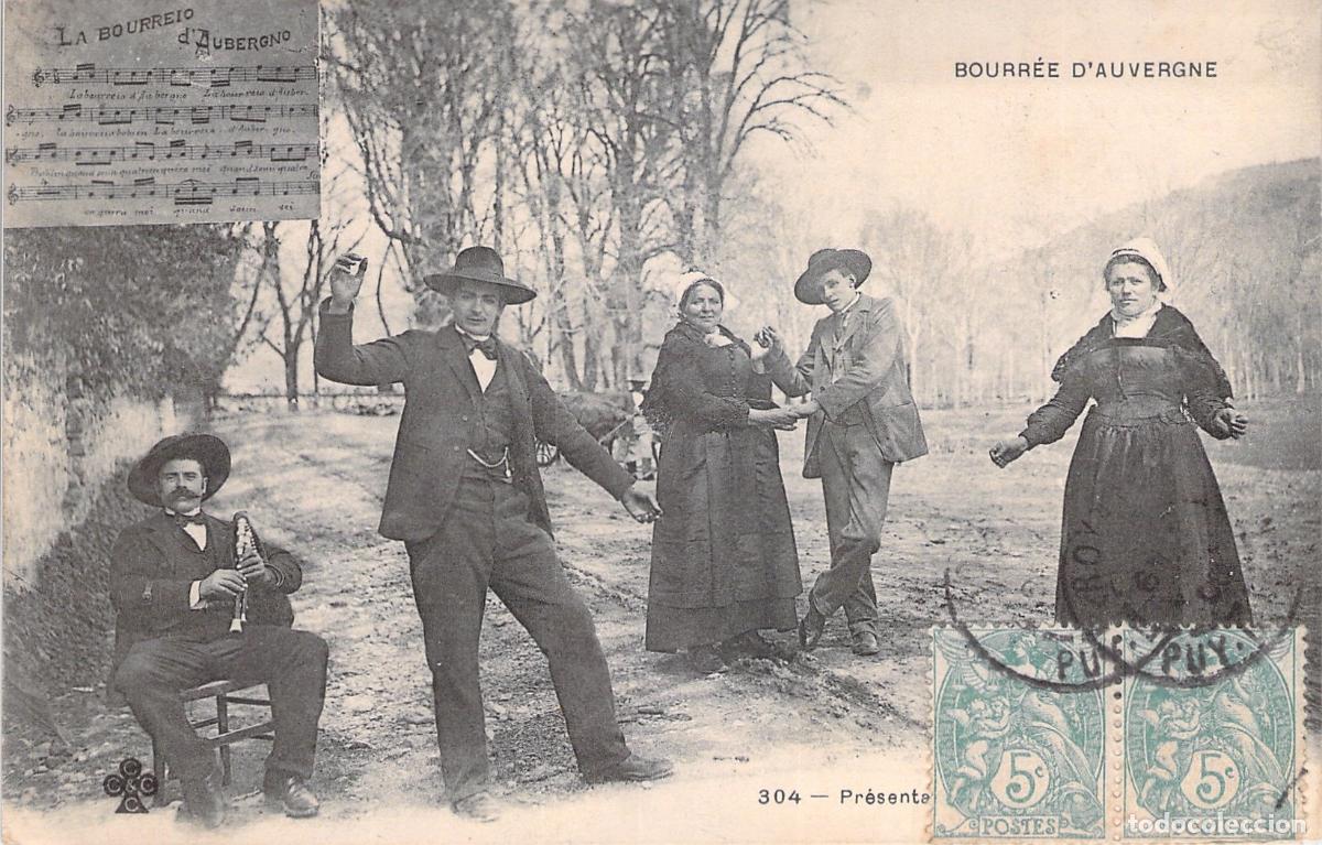 Postales: Postal de la Danza Tradicional Bourr&eacute;e d'Auvergne en Francia