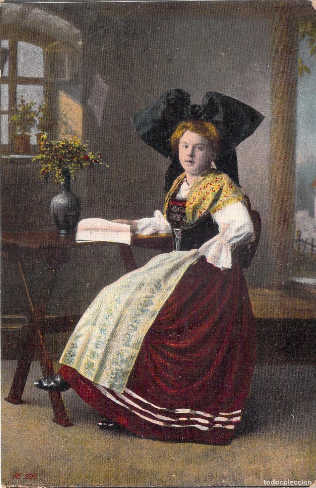 Postales: Postal de Mujer con Traje Regional de Alsacia y Tocado de Lazo