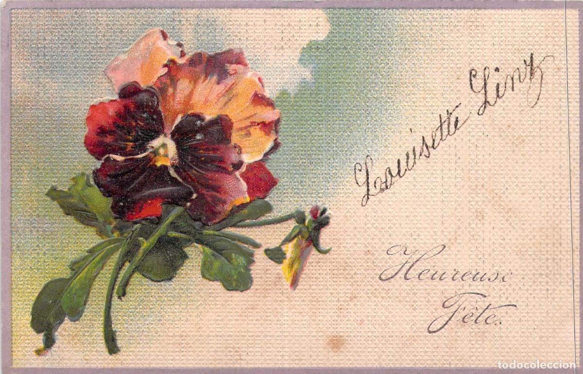 Postales: Postal de Felicitaci&oacute;n con Flor de Pensamiento Ilustrada