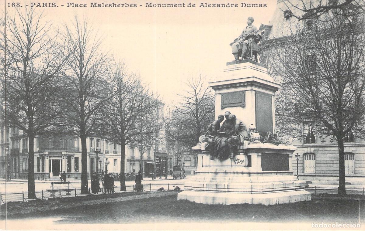 Postales: Postal de Par&iacute;s: Monumento a Alexandre Dumas en Place Malesherbes