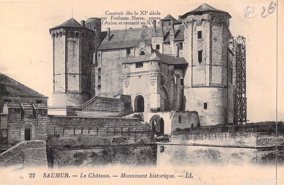 Postales: Postal del Castillo de Saumur, Monumento Hist&oacute;rico, Francia