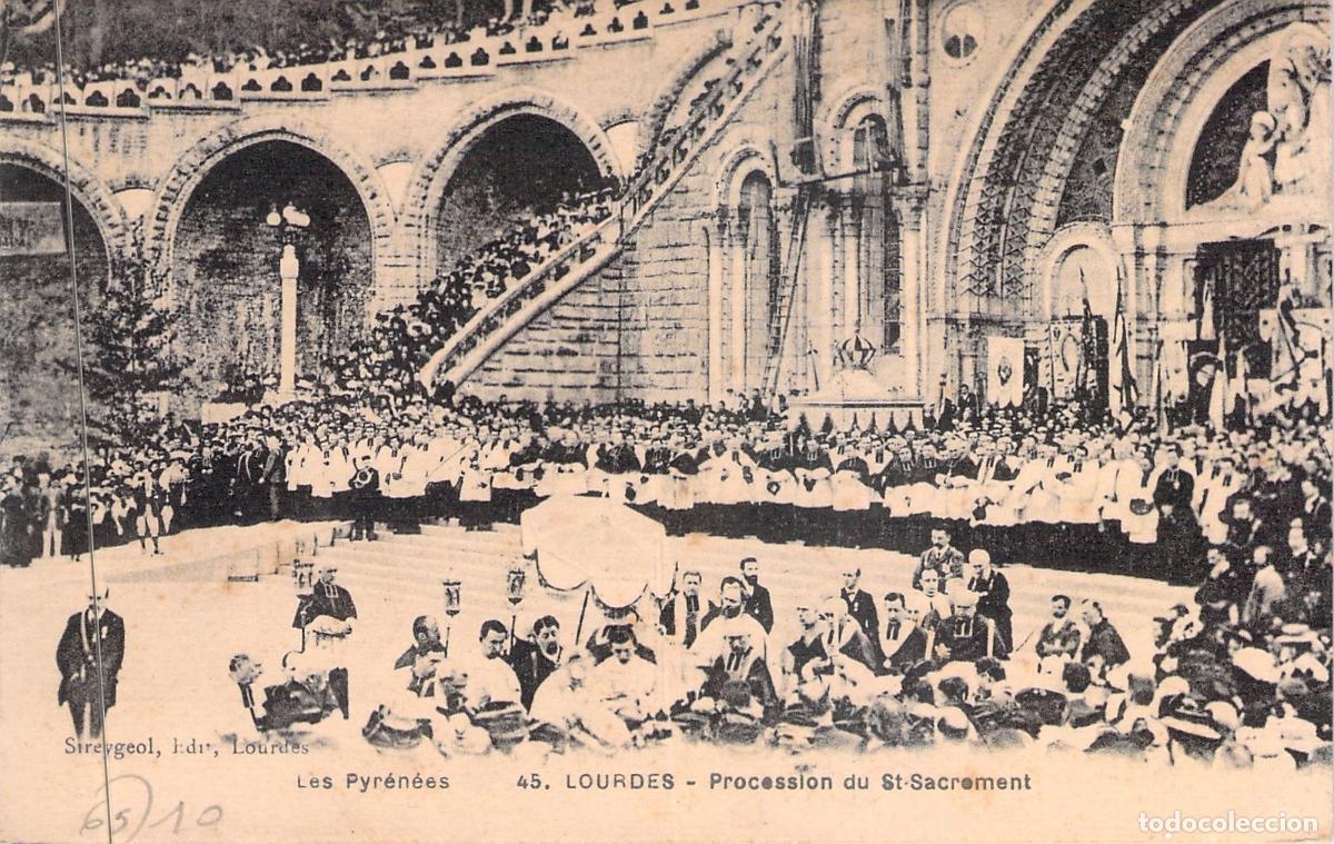 Postales: Postal de Lourdes: Procesi&oacute;n del Sant&iacute;simo Sacramento en los Pirineos