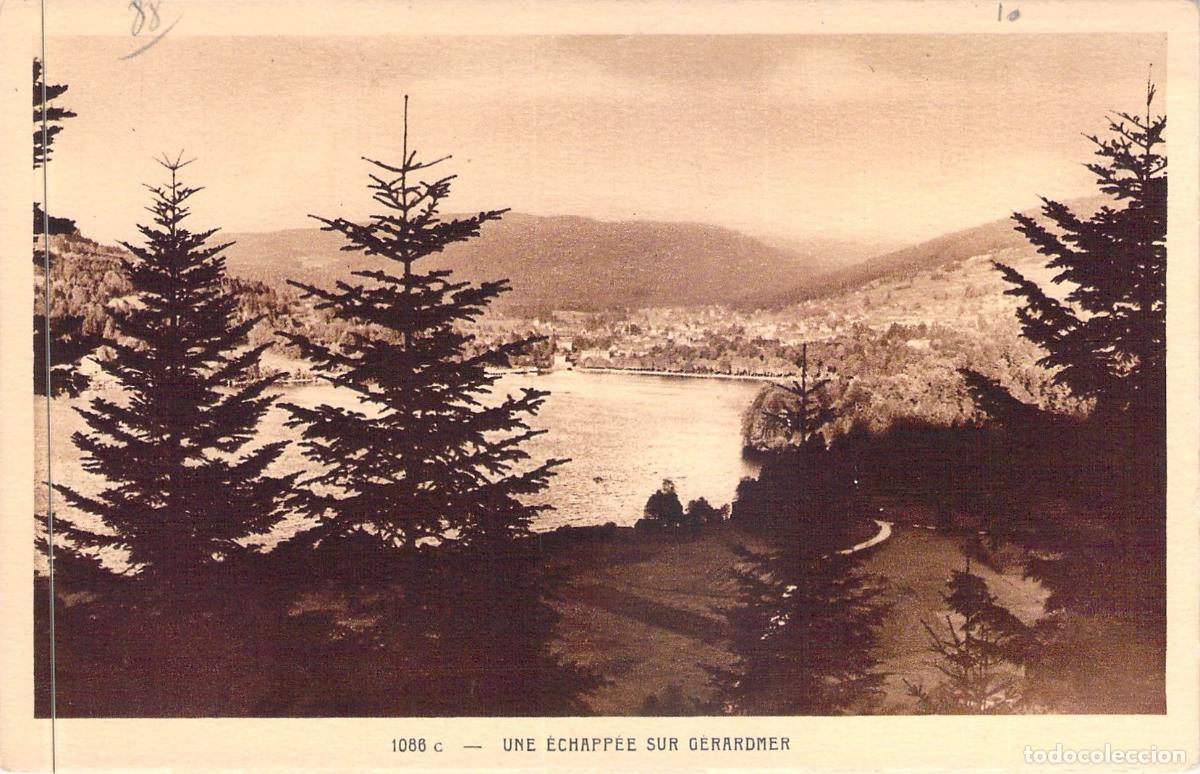 Postales: Postal Paisaje de G&eacute;rardmer - Vista del Lago y las Monta&ntilde;as Vosgos